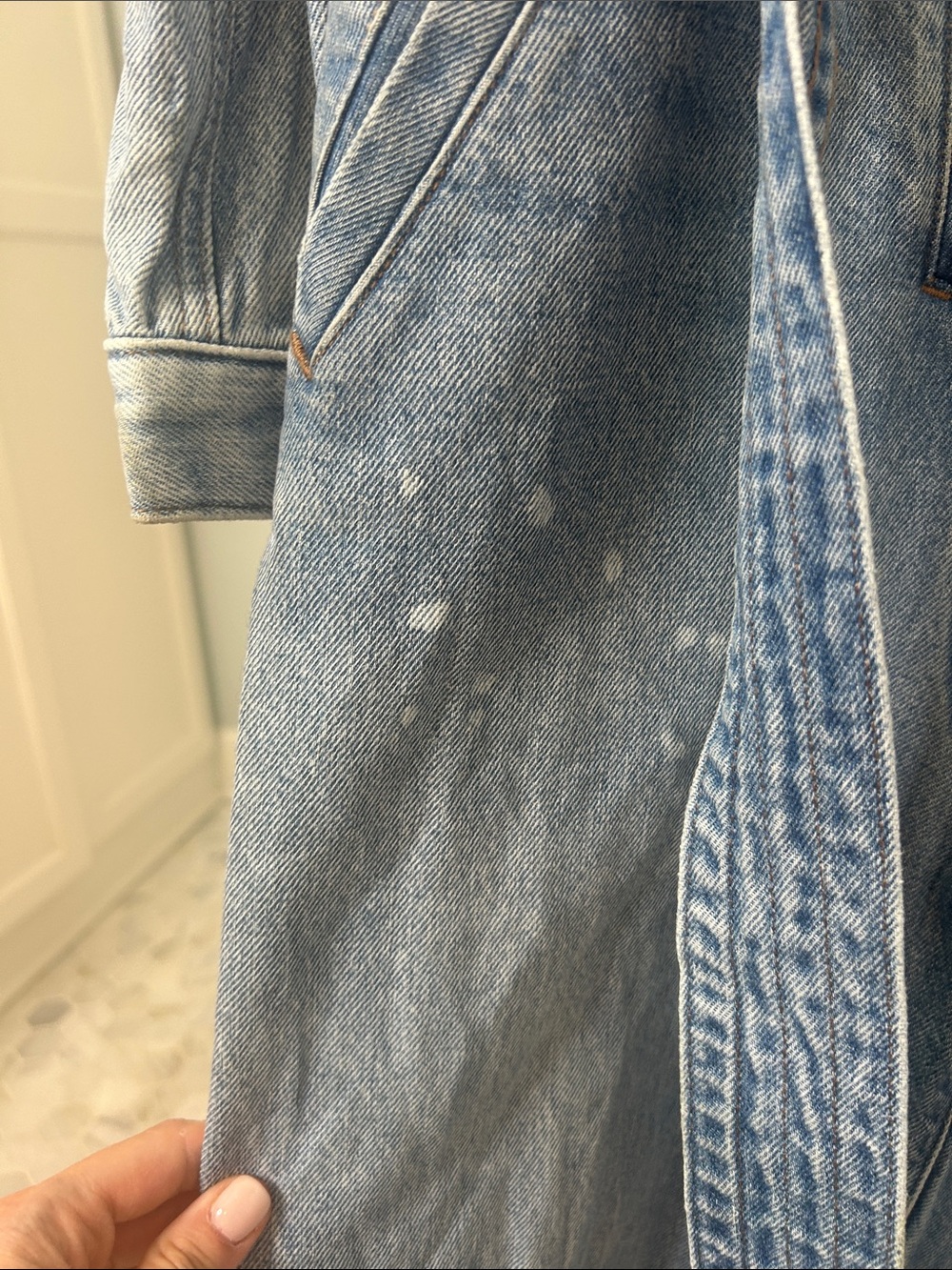Express Light Blue Denim Jumpsuit - Picture 7 of 9